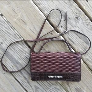 Brighton Vintage Y2k Leather Woven Wallet Satchel Cross Body Bag